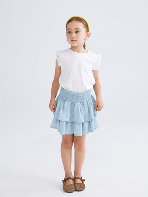 Lc Waikiki Yeni Sezon Bisiklet Yaka Brodeli Penye Kız Çocuk Bluz