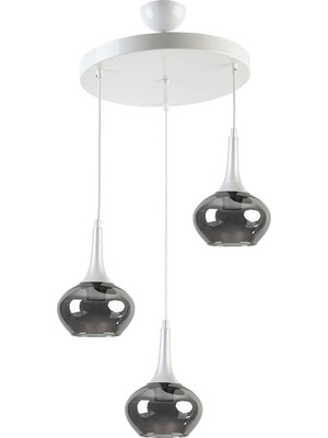 Normadia Modern Beyaz Füme Camlı 3'lü Salon ve Mutfak Avizesi
