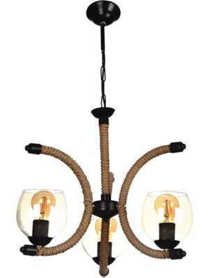 Normadia Şık Üçlü Halatlı Cam Avize, Modern ve Zarif Aydınlatma Seçeneği