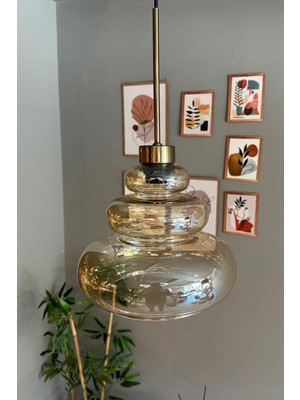 Normadia Eskitme Tarzında Bal Renginde Ince Sarkıt Avize, Restoran ve Salon Aydınlatması