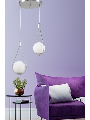 Normadia Meksika 2'li Krom Beyaz Glop Cam Seti, Şık ve Dayanıklı Tasarım