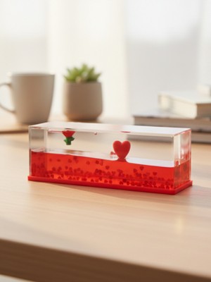 Dörtel Tedarik Kalp Tasarımlı Batmayan Sulu Figür Hediyelik Biblo Sevgililer Günü Hediyesi