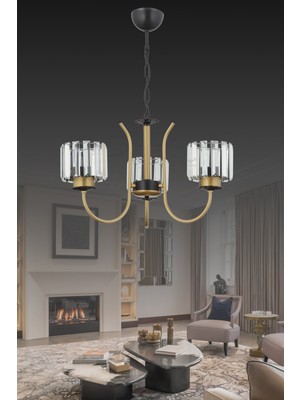 Normadia Modern 3’lü Sarkıt Avize, Kristal Taşlı, Şık ve Parlak Aydınlatma