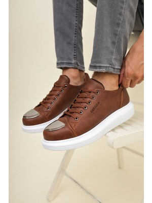 Zerenyus ZRC175 - Premium Mirror Bağcıklı Erkek Sneaker Taba