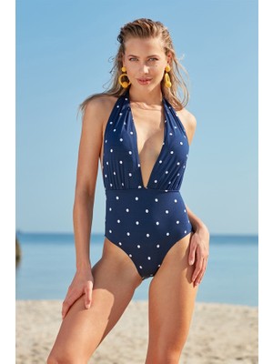 Pierre Cardin No Gossip Kadın Boyundan Bağlı Soft Mayo Lacivert Puantiye 207103