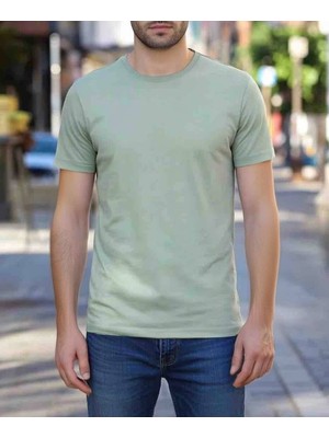 Havva Home Düz Renk Baskısız Unisex Kısa Kollu Bisiklet Yaka T-Shirt