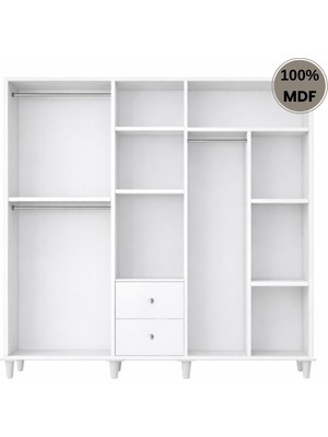 Comiet Piano 5 Kapak Ayaklı Tasarım Aynalı Country Mdf Gardırop