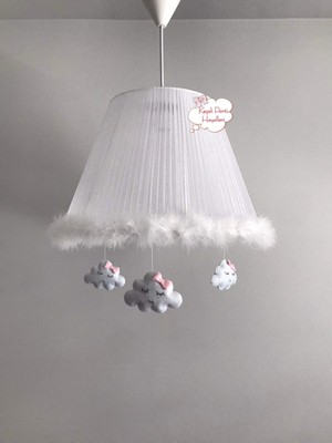 Normadia Beyaz Tüy Bulutlu Bebek Çocuk Odası Avizesi, Sıcak ve Şık Tasarım