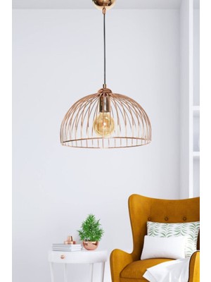 Dede Şık Bakır Renkli Sarkıt Avize, Modern ve Zarif Aydınlatma Parçası