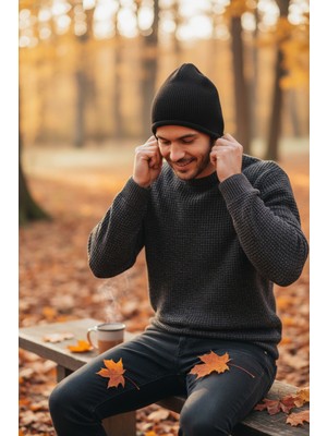 Bite Nose Unisex Içi Polar Kulak Ense Koruyuculu Rüzgar Geçirmez Termal Örme Bere