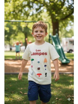 Monila Unisex Çocuk Pamuklu Bisiklet Yaka Baskılı T-Shirt