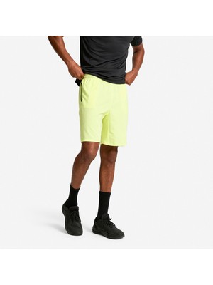 Decathlon Domyos Erkek Spor Şortu - Fermuarlı Cepli - Neon Sarı