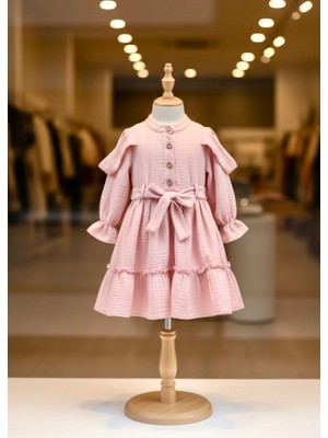 Kız Çocuk Desenli Uzun Kollu Şık Elbise Günlük Özel Koleksiyon