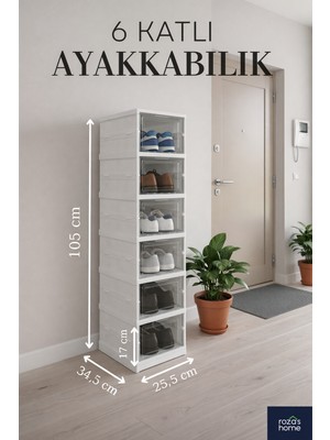 Dükkanönü 6 Katlı Modüler Ayakkabılık Lüks Ayakkabı Kutusu Seti Dolabı Katlanır Istiflenebili
