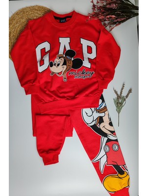 Moda Rüyası Mickey Mouse Kırmızı Erkek Çocuk Alt Üst Eşofman Takımı – 5-8 Yaş