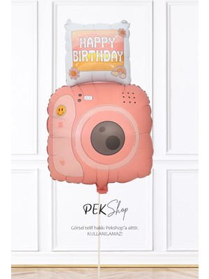 Pekshop Pembe Polaroid Fotoğraf Makinesi Şeklinde Folyo Balon