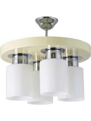 Normadia Modern Spor Tarzda Dörtli Yuvarlak Krem Avize Seti, Şık ve Zarif Aydınlatma