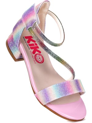 Kiko Kids Yada Kum Simli Kız Bebek 2 cm Topuklu Sandalet Abiye Ayakkabı