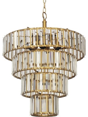 Normadia Şık 4+1 Lüx Kristal Taşlı Eskitme Salon ve Yemek Odası Avizesi