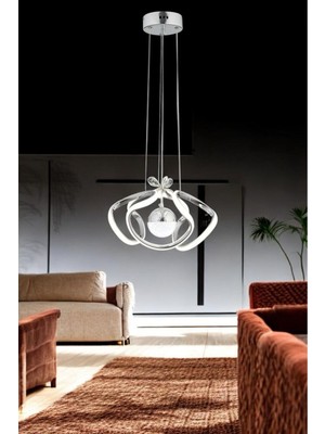 Normadia 3 Renkli Krom LED Avize, Sarı, Beyaz ve Günışığı Işık Seçenekleri