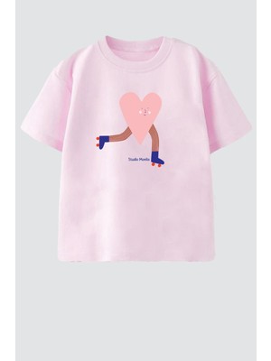 Monila Kız Çocuk Pamuklu Bisiklet Yaka Baskılı T-Shirt