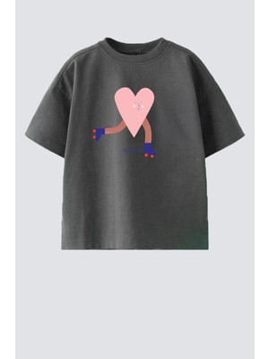 Monila Kız Çocuk Pamuklu Bisiklet Yaka Baskılı T-Shirt