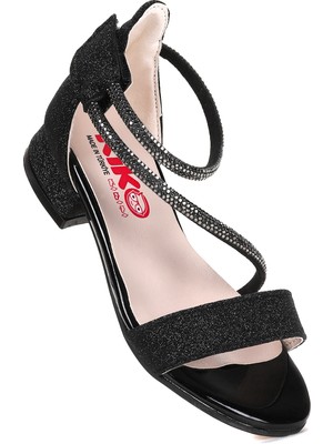 Kiko Kids Yada Kum Simli Kız Bebek 2 cm Topuklu Sandalet Abiye Ayakkabı