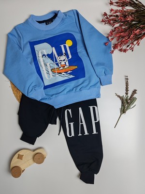 Moda Rüyası Snoopy Mavi Erkek Çocuk Alt Üst Eşofman Takımı – 3-8 Yaş