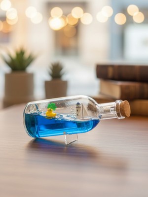 Dörtel Tedarik Şişe Şeklide Işıklı Batmayan Gemi Tasarımlı Biblo Hediyelik