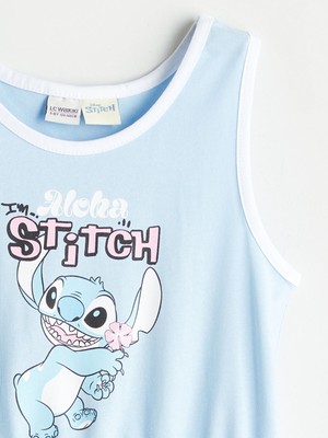 Lc Waikiki Yeni Sezon Bisiklet Yaka Stitch Baskılı Kız Çocuk Elbise