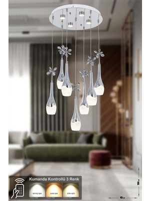 Normadia 7'li Power LED Sarkıt Avize, Çok Renkli, Modern ve Şık Tasarım