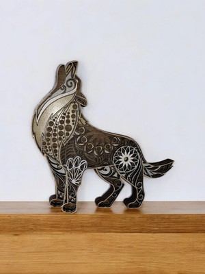 GHY Ahşap Dekoratif 3D Hayvan Figürlü Masa Süsü Biblo (Kurt)