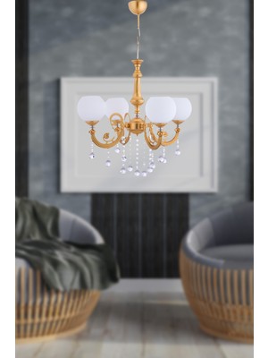 Normadia Şık 4'lü Lüx Cam Avize, Gold Renk, Modern ve Zarif Tasarım