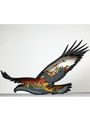 GHY Ahşap Dekoratif 3D Hayvan Figürlü Masa Süsü Biblo (Kartal)
