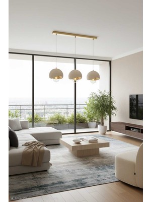 Normadia Beton Görünümlü Iskandinav ve Bohem Tarzı 3'lü Sarkıt Avize (Ampul Hediyeli)