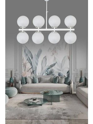 Normadia Şık 8'li Beyaz Modern Lüks Avize, Evlere Zarif Dokunuş