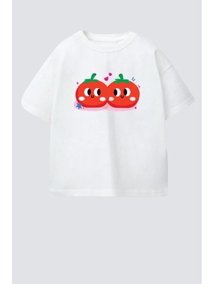 Monila Kız Çocuk Baskılı Pamuklu Bisiklet Yaka T-Shirt