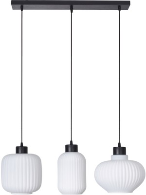 Normadia Modern Siyah Camlı 3'lü Avize, Cafe, Mutfak ve Oturma Odası Için