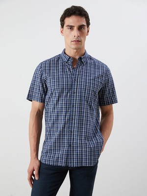 Lc Waikiki Yeni Sezon Regular Fit Kısa Kollu Ekose Poplin Erkek Gömlek