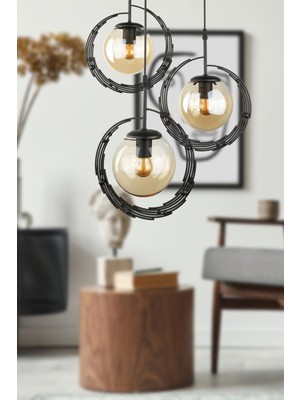 Normadia Modern Siyah Bal Cam Avize, Şık ve Zarif Tasarım, Yüksek Kaliteli Aydınlatma