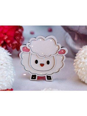 GHY Ahşap Işıklı Koyun Figürü Bebek Masası Dekoru - Işıklı Koyun Detaylı Kreş Dekorasyonu