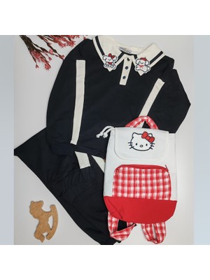 Moda Rüyası Hello Kitty Çantalı 3’lü Kız Çocuk Alt Üst Takım – 2–8 Yaş