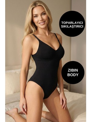 Alexander Hud Ayarlanabilir Askılı Çıtçıtlı Beden Sıkılaştırıcı Toparlayıcı Ince Siyah Renk Kadın Zıbın Korse Body