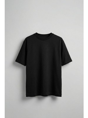 Abluka Online Erkek Oversize Premium Kumaş Gramajlı Basic T-Shirt Siyah