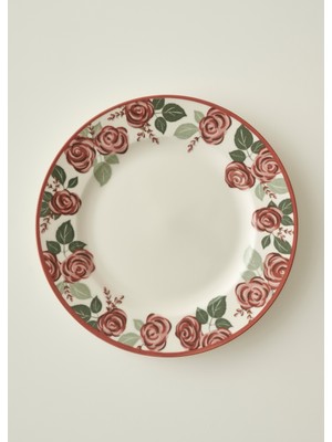 Bella Maison Rose Porselen Bordürlü Servis Tabağı (27 Cm)