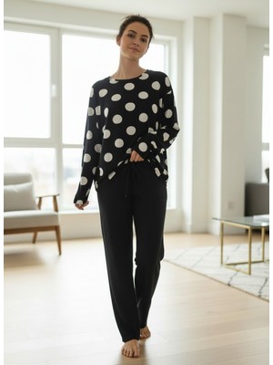 Merlot Puan Desenli Viskon Üst