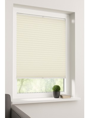 NetworkAvm Ekru Plise Katlanır Cam Balkon Perdesi - Ofis Perdesi - Mutfak Perdesi - Salon Perdesi