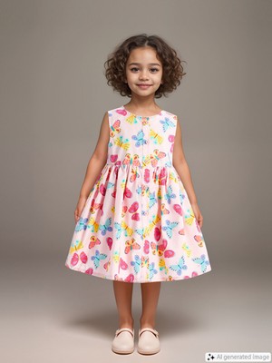 Lc Waikiki Yeni Sezon Bisiklet Yaka Çiçekli Poplin Kız Bebek Elbise