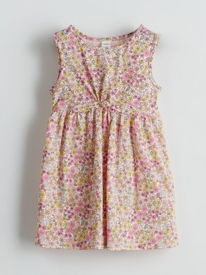 Lc Waikiki Yeni Sezon Bisiklet Yaka Çiçekli Kız Çocuk Elbise