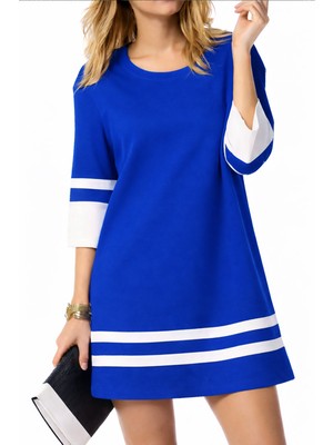 Nake Butik Kadın Çizgili Kısa Kol Elbise